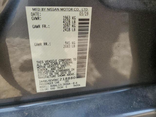 2019 NISSAN ALTIMA SL 1N4BL4EV0KC218880
