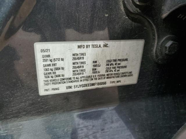 2021 TESLA MODEL Y - 5YJYGDEE0MF186866