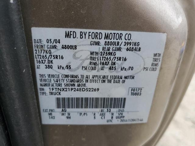 2004 FORD F250 SUPER 1FTNX21P24ED52269  69428644