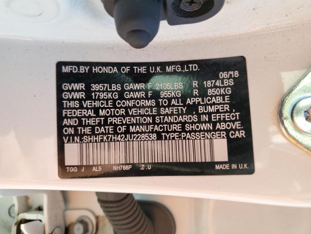 2018 HONDA CIVIC SPOR - SHHFK7H42JU228538