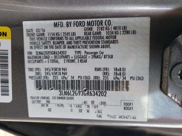 2016 LINCOLN MKZ - 3LN6L2G93GR634202