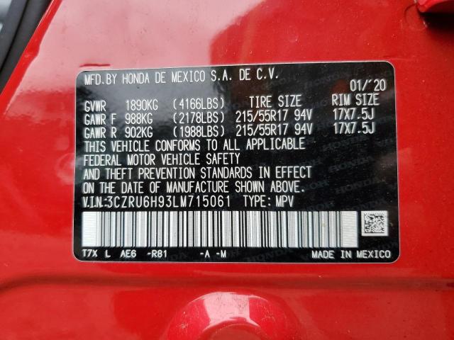 2020 HONDA HR-V TOURI 3CZRU6H93LM715061