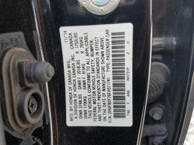 2015 HONDA CIVIC SE - 2HGFB2F76FH511741