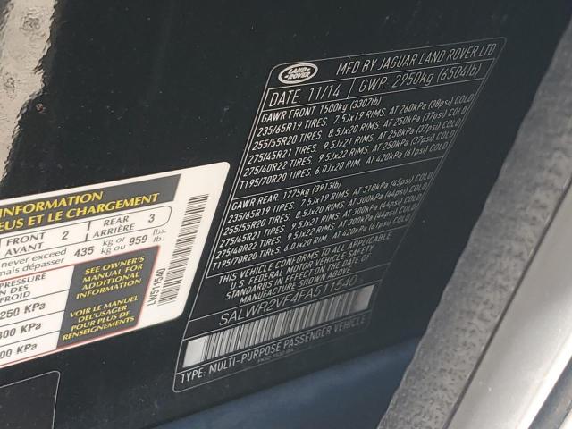 2015 LAND ROVER RANGE ROVE - SALWR2VF4FA511540