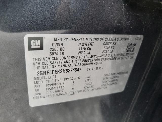 2017 CHEVROLET EQUINOX LT - 2GNFLFEK2H6274647