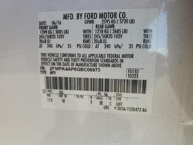 2016 FORD EDGE SPORT - 2FMPK4AP6GBC06973
