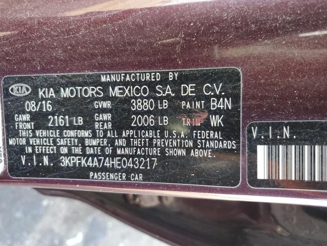 VIN 3KPFK4A74HE043217 2017 KIA Forte, LX no.12