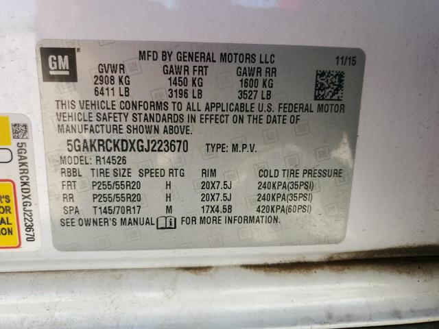 2016 BUICK ENCLAVE - 5GAKRCKDXGJ223670