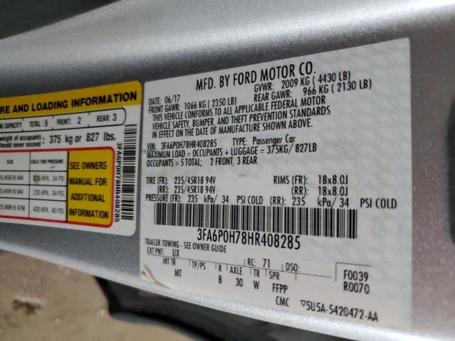 VIN 3FA6P0H78HR408285 2017 Ford Fusion, SE no.12