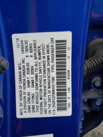 2019 HONDA CIVIC SPOR - 2HGFC2F89KH517582