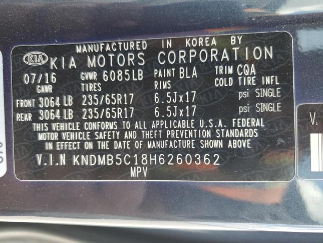 VIN KNDMB5C18H6260362 2017 KIA Sedona, LX no.13