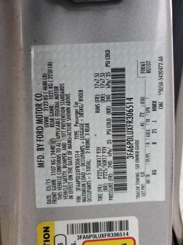 VIN 3FA6P0LUXFR306514 2015 Ford Fusion, Se Hybrid no.12