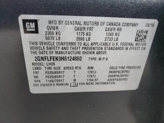 2017 CHEVROLET EQUINOX LT 2GNFLFEK9H6124860  70712894