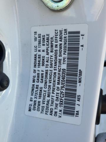 2018 HONDA CIVIC EX - 19XFC2F79JE040359