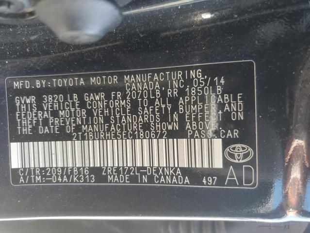 VIN 2T1BURHE5EC180672 2014 Toyota Corolla, L no.12