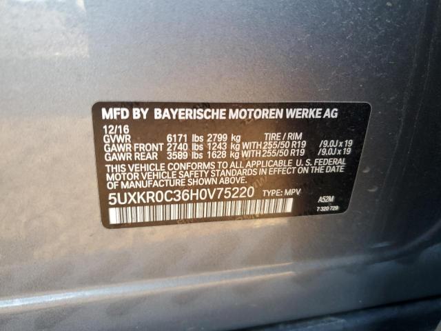 VIN 5UXKR0C36H0V75220 2017 BMW X5 no.14