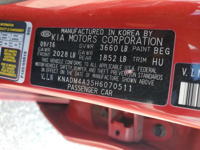 VIN KNADM4A35H6070511 2017 KIA Rio, LX no.12