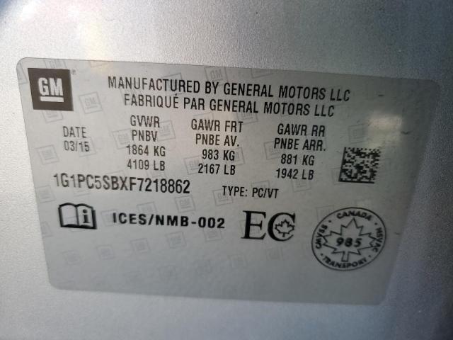 2015 CHEVROLET CRUZE LT - 1G1PC5SBXF7218862