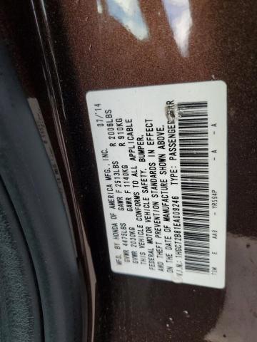 VIN 1HGCT2B81EA009246 2014 Honda Accord, Exl no.12