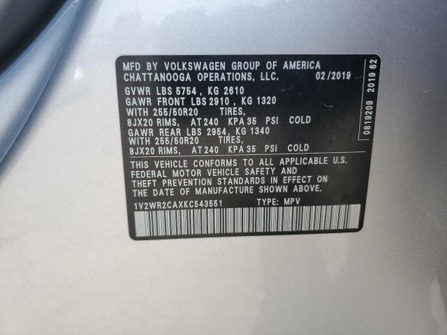 2019 VOLKSWAGEN ATLAS SE - 1V2WR2CAXKC543551