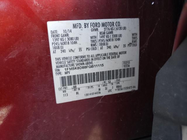 VIN 1FM5K8D88FGB11115 2015 Ford Explorer, Xlt no.13