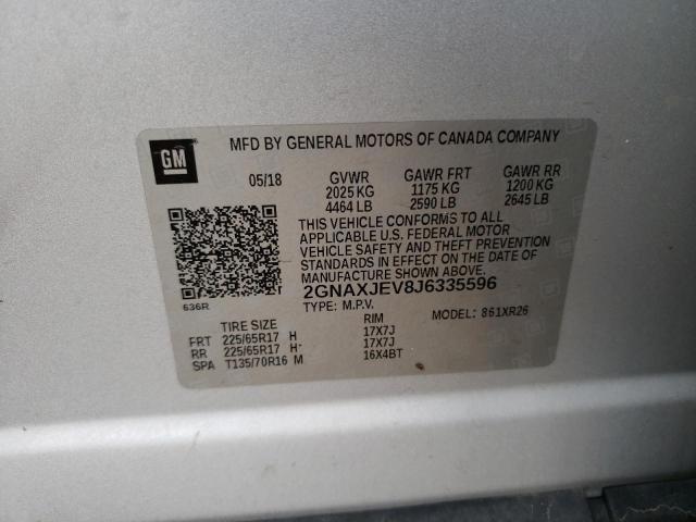 2018 CHEVROLET EQUINOX LT - 2GNAXJEV8J6335596