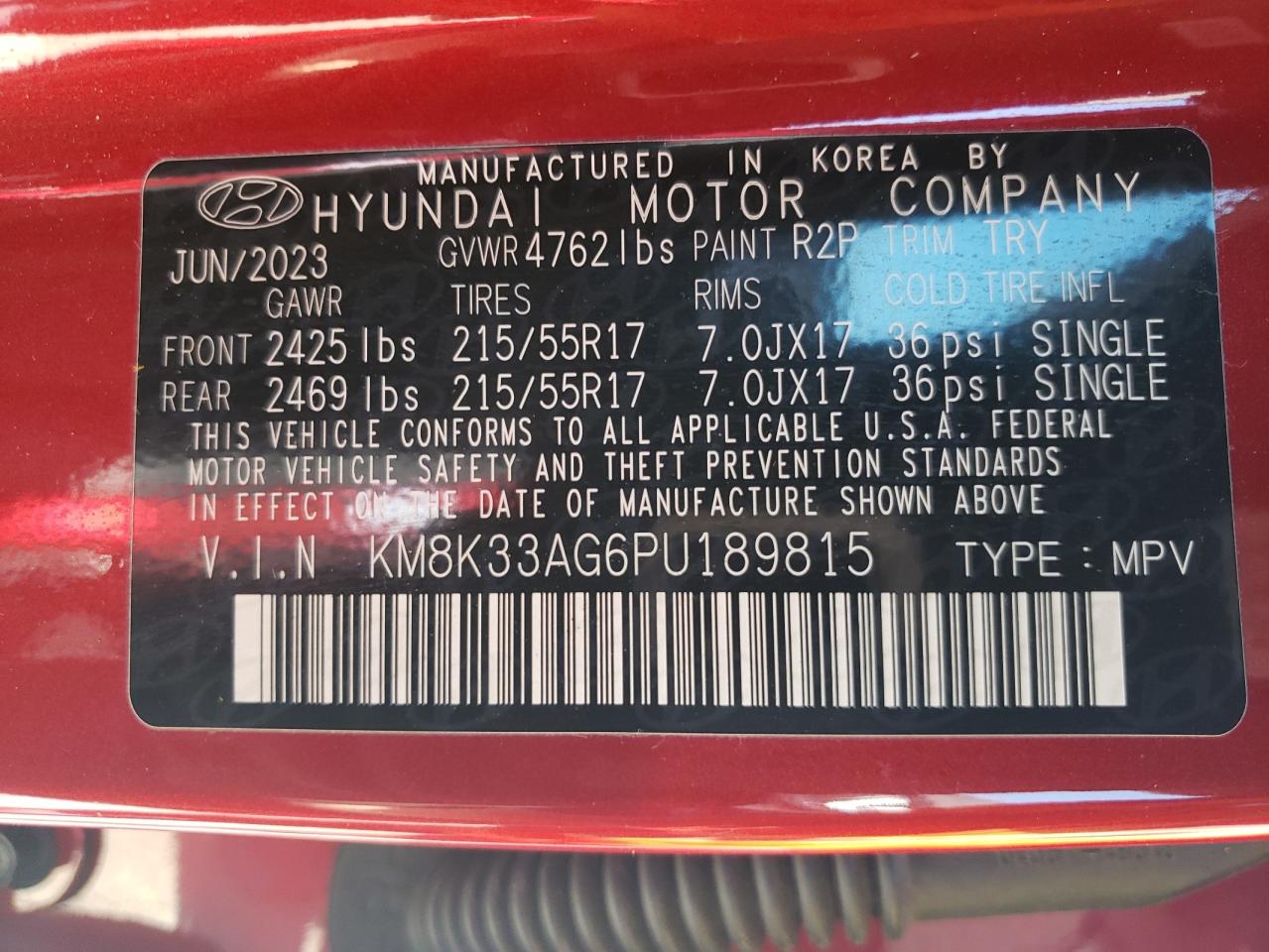 Lot #2914873794 2023 HYUNDAI KONA SEL