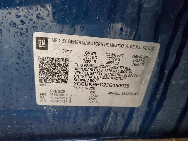 2018 CHEVROLET SILVERADO - 3GCUKREC2JG150935