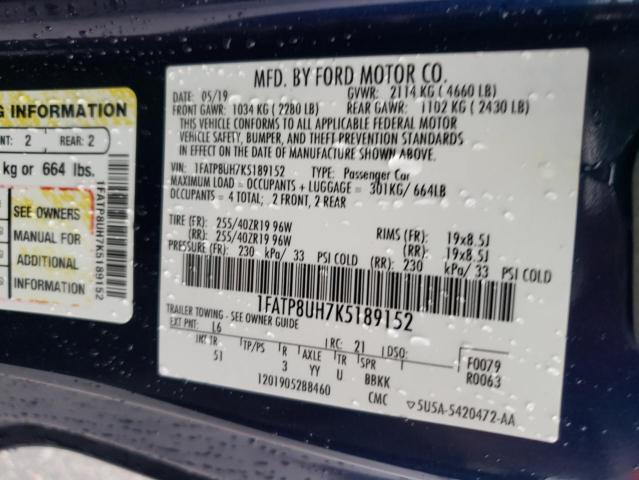 2019 FORD MUSTANG - 1FATP8UH7K5189152