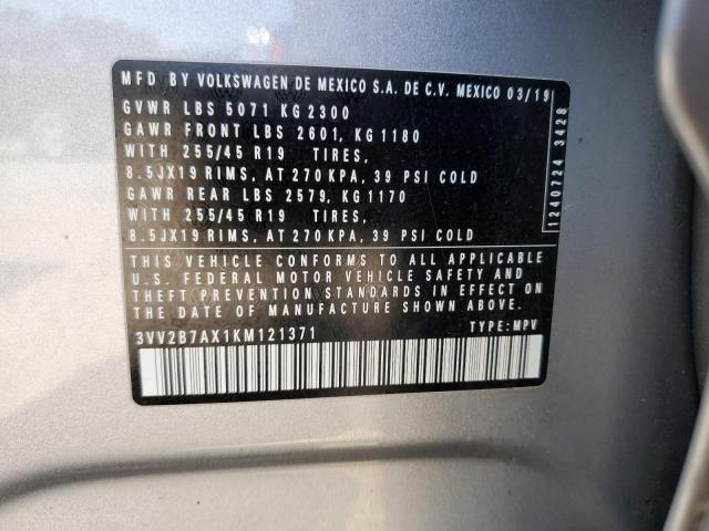2019 VOLKSWAGEN TIGUAN SE - 3VV2B7AX1KM121371