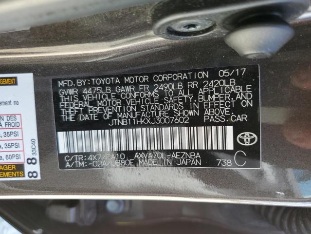 VIN JTNB11HKXJ3007602 2018 Toyota Camry, L no.12