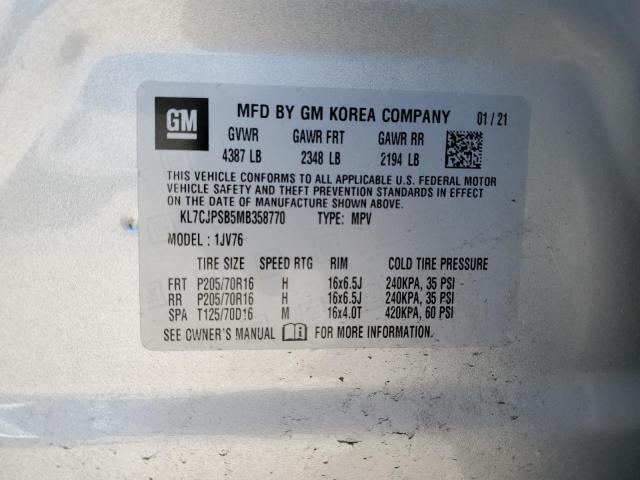 2021 CHEVROLET TRAX 1LT - KL7CJPSB5MB358770
