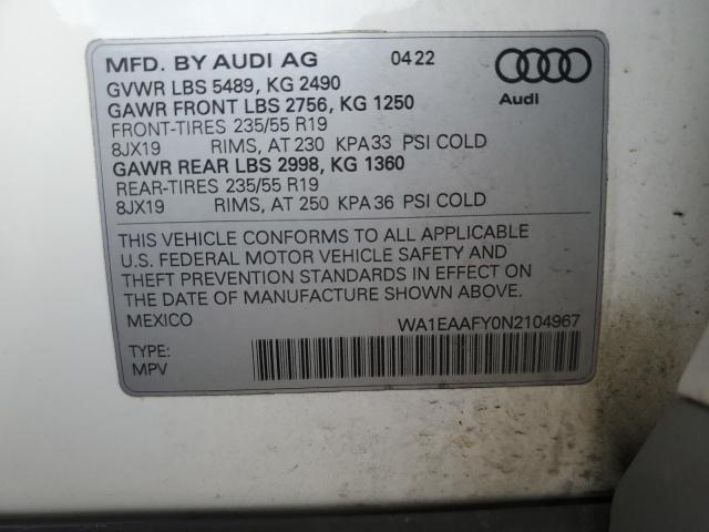 VIN WA1EAAFY0N2104967 2022 Audi Q5, Premium Plus 45 no.14