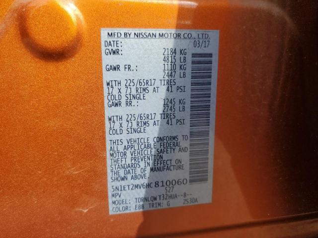2017 NISSAN ROGUE SV H 5N1ET2MV6HC810060