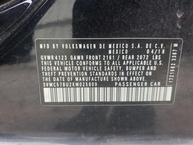 VIN 3VWC57BU2KM025809 2019 Volkswagen Jetta, S no.12