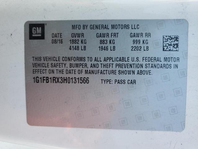 2017 CHEVROLET CAMARO LT - 1G1FB1RX3H0131566