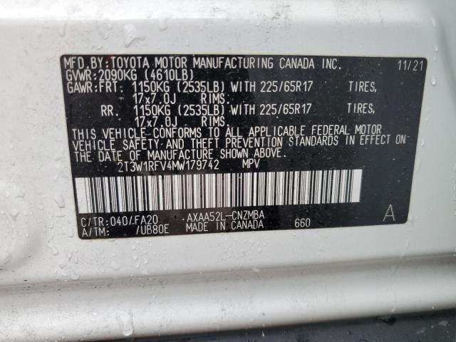 VIN 2T3W1RFV4MW179742 2021 Toyota RAV4, Xle no.13