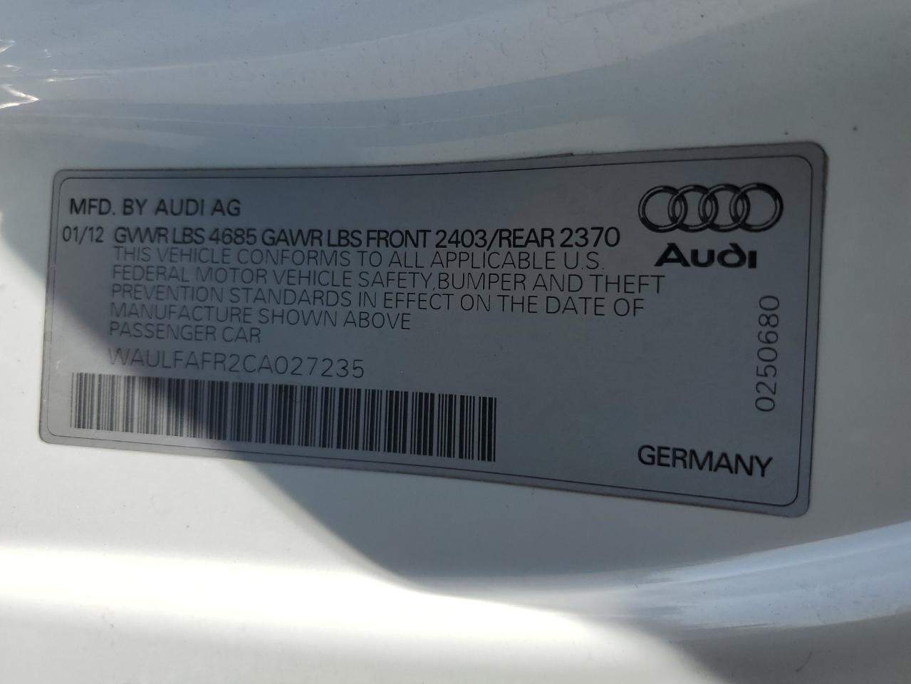 Lot #2926074762 2012 AUDI A5 PREMIUM