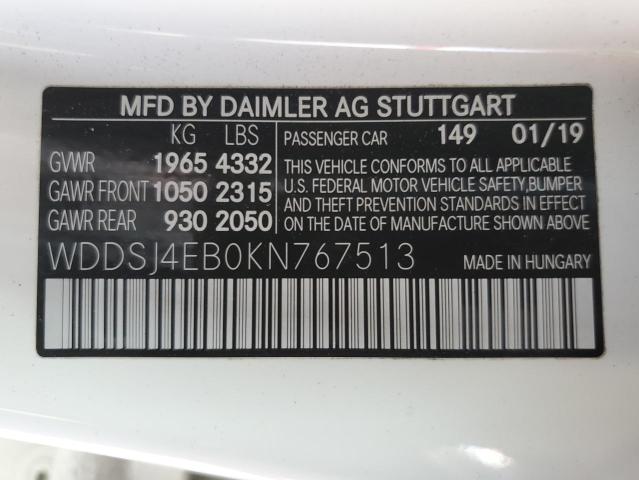 2019 MERCEDES-BENZ CLA 250 - WDDSJ4EB0KN767513