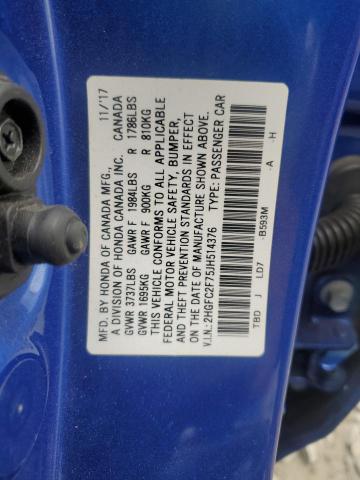 2018 HONDA CIVIC EX - 2HGFC2F75JH514376