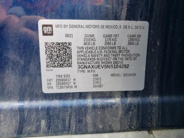 2022 CHEVROLET EQUINOX LT - 3GNAXUEV5NS104292