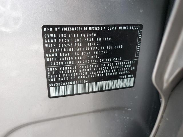 2022 VOLKSWAGEN TIGUAN SE - 3VV3B7AX0NM108104
