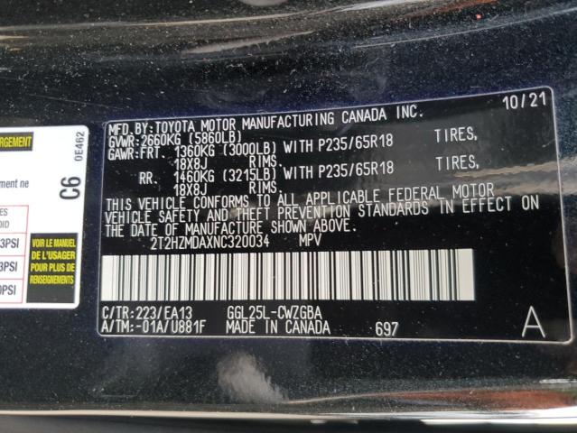 VIN 2T2HZMDAXNC320034 2022 Lexus RX, 350 no.13