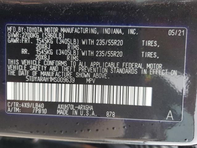 VIN 5TDYARAH1MS009639 2021 Toyota Highlander, Hybri... no.13