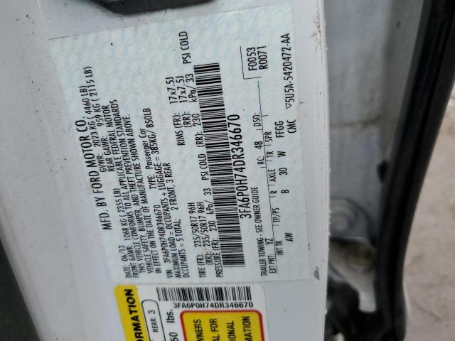 VIN 3FA6P0H74DR346670 2013 Ford Fusion, SE no.12