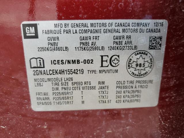 2017 CHEVROLET EQUINOX LT - 2GNALCEK4H1554219