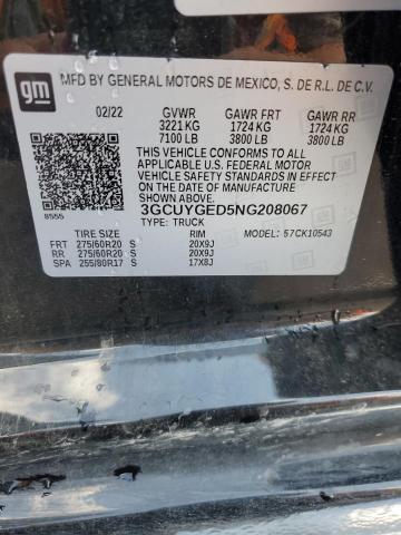 2022 CHEVROLET SILVERADO - 3GCUYGED5NG208067