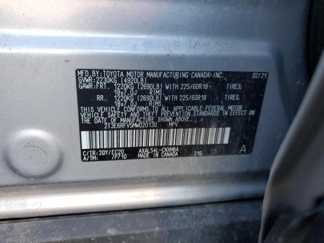 VIN 2T3E6RFV5MW020130 2021 Toyota RAV4, Xse no.12