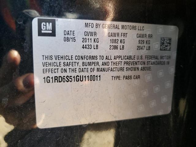 2016 CHEVROLET VOLT LTZ 1G1RD6S51GU110011