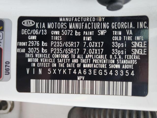 VIN 5XYKT4A63EG543354 2014 KIA Sorento, LX no.13